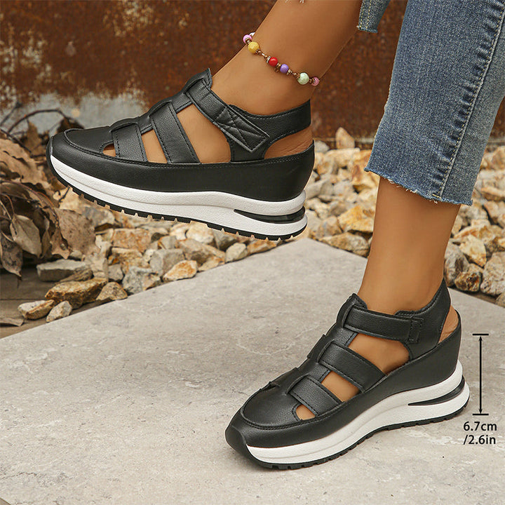 Lark | Black Platform Cutout Sneaker Sandals — view 2