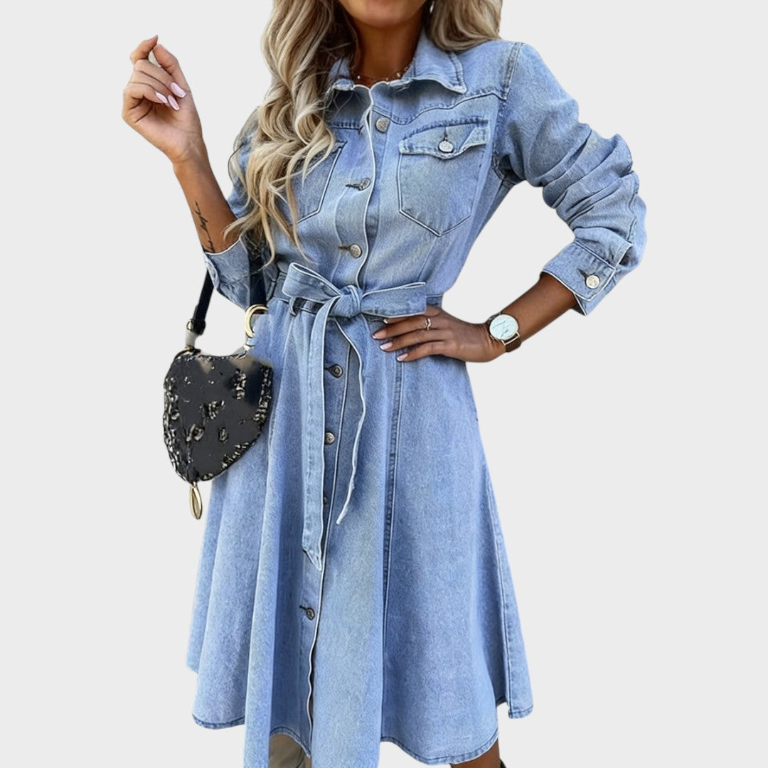 Luna | Long Sleeve Denim Dress