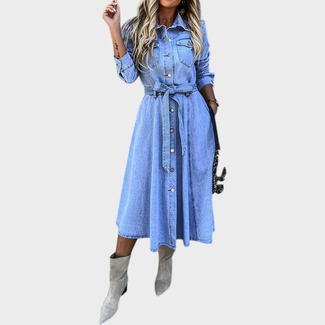 Luna | Long Sleeve Denim Dress