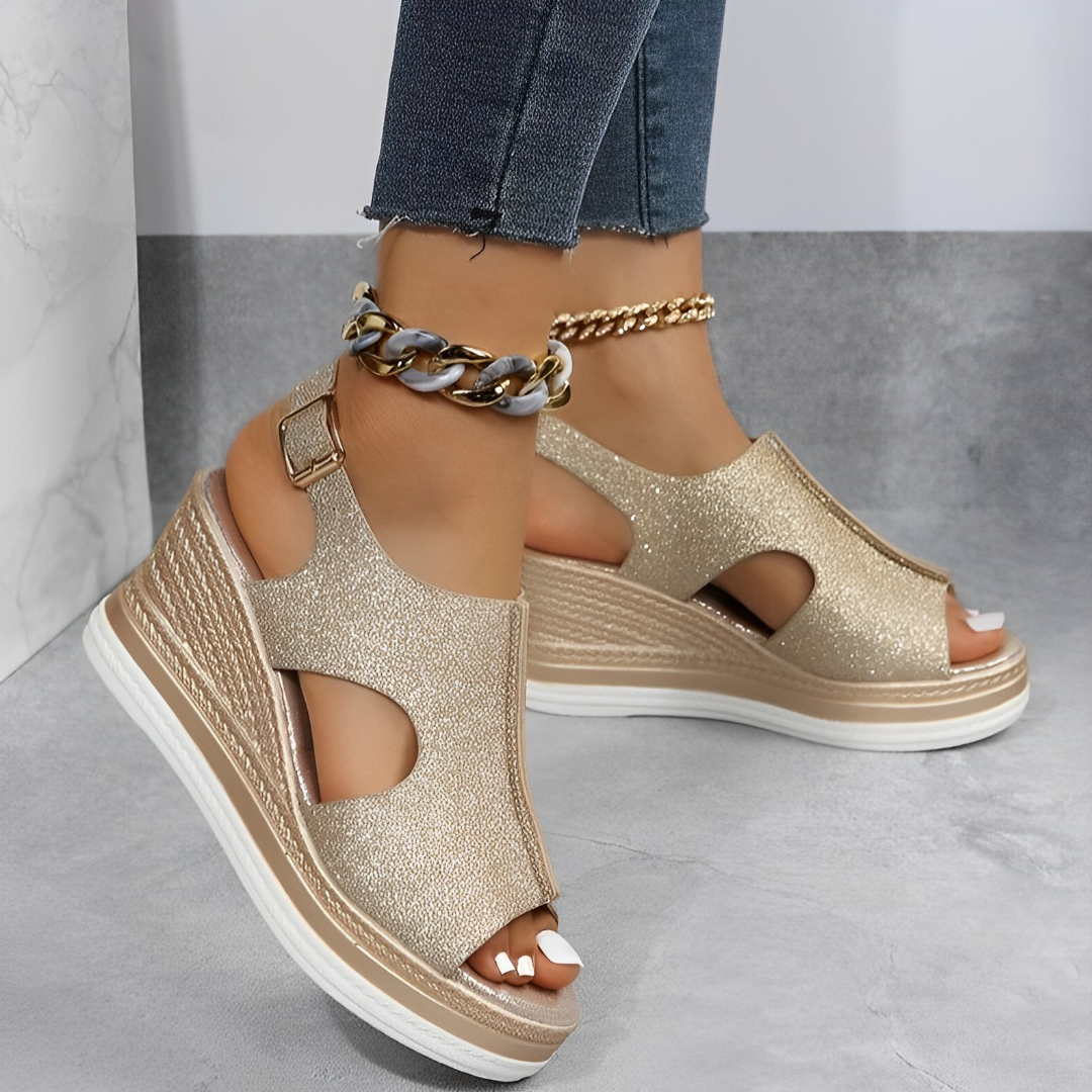 Kit | Silver Platform Wedge Sandals — view 2