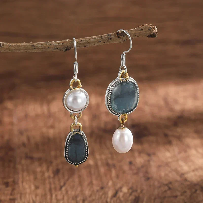 Lucienne | Retro Blue Natural Stone Earrings