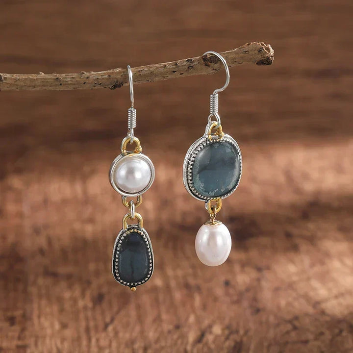Lucienne | Retro Blue Natural Stone Earrings